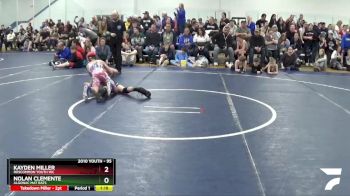 95 lbs Champ. Round 2 - Kayden Miller, Roscommon Youth WC vs Nolan Clemente, Algonac Mat Rats