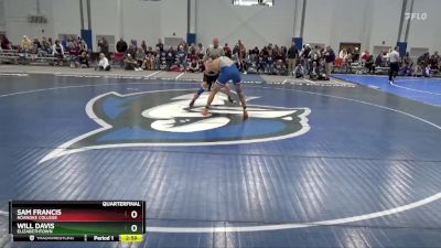 184 lbs Quarterfinal - Will Davis, Elizabethtown vs Sam Francis, Roanoke College