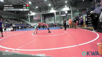 73-76 lbs Final - Drake Lear, Fort Gibson Youth Wrestling vs Hanna Lollis, Cowboy Wrestling Club