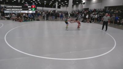 106 lbs Cons. Rd Of 32 - Aaron Rodriguez, Wolf Pack Wrestling TX vs Jantz Greenhalgh, Carbon Wrestling Club