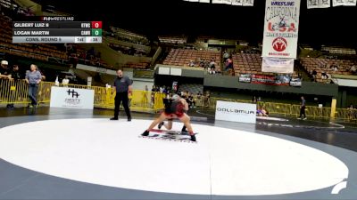 Cadet Boys Lower - 132 lbs Cons. Round 5 - Gilbert Luiz II, Ripon Tribe Wrestling Club vs Logan Martin, Calaveras Wrestling