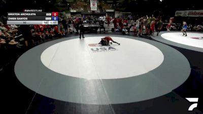 96 lbs Brixton Archuleta, OCWA - Orange County Wrestling Association vs Owen Santos, MDWA - Mount Diablo Wrestling Association