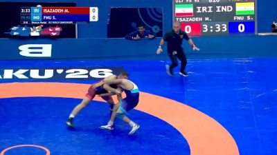 92 kg Final 3-5 - Mohammad Reza Behrang, Iran vs Saksham Fnu, India