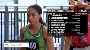 High Performance Women's 800m, Heat 1