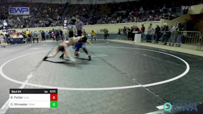 67 lbs Quarterfinal - BentLee Potter, Clinton Youth Wrestling vs Durbin Shroeder, Cowboy Wrestling Club