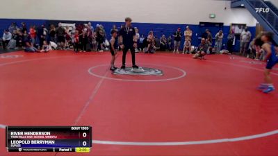 56 lbs Quarterfinal - River Henderson, Twin Falls High School Wrestli vs Leopold Berryman, Suples