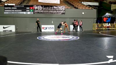 Junior Girls - 115 lbs Cons. Round 3 - Danyell Jones, Stockdale High School Wrestling vs Kimberlynn Rosario, Bakersfield High School Wrestling