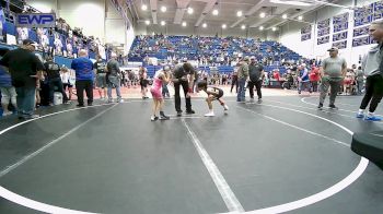 58 lbs Round Of 16 - Leland Riley, Midwest City Bombers Youth Wrestling Club vs Piper Boren, Choctaw Ironman Youth Wrestling