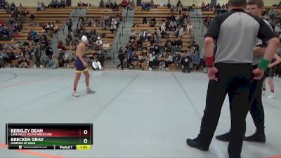 110 lbs Cons. Semi - Berkley Dean, Lake Mills Youth Wrestling vs Brecken Grav, Legends Of Gold