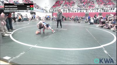 46 lbs Round Of 32 - Arlo Shattuck, Harrah Little League Wrestling vs Wyatt McCrary, Weatherford Youth Wrestling