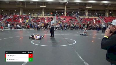 67 lbs Semifinal - Hudson Harp, Brawlers vs Maverick Every, Ark City Takedown Wrestling Cl