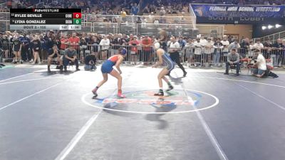 100 lbs Champ. Round 1 - Lydia Gonzalez, South Dade vs Rylee Beville, Cocoa Beach