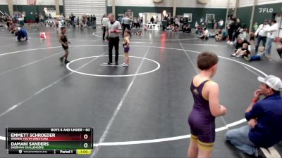 60 lbs Quarterfinal - Emmett Schroeder, Winner Youth Wrestling vs Damani Sanders, Sherman Challengers