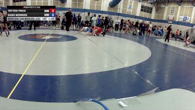 14U Boys FS - 115 lbs 3rd Place Match - Tryton Price, Brown County Wrestling Club vs Kash Morries, Owen County Wrestling Club
