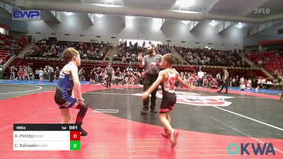 49 lbs Round Of 16 - Kingston Potilloz, Skiatook Youth Wrestling vs Christian Schwahn, Harrah Little League Wrestling