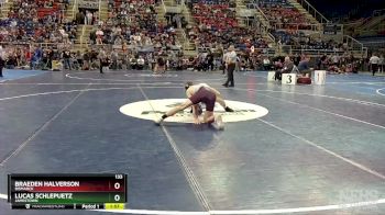 133 lbs Quarterfinal - Lucas Schlepuetz, Jamestown vs Braeden Halverson, Bismarck