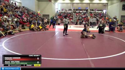 55 lbs Cons. Round 1 - Isaac Walters, Madison County Youth Wrestling vs Keigan Hanson, Alpha Elite