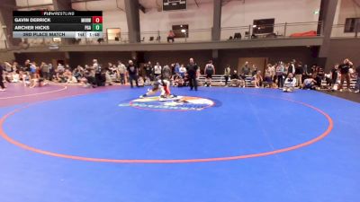 U16 FS - 106 lbs 3rd Place Match - Gavin Derrick, Mat Rats Rebooted Wrestling vs Archer Hicks, Pioneer Grappling Academy