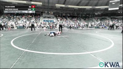 43 lbs Semifinal - Tyler Korb, Vinita Kids Wrestling vs Greyson Waag, Keystone Kids Wrestling Club