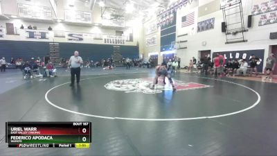 157 lbs Quarterfinal - Uriel Warr, East Valley (Yakima) vs Federico Apodaca, Wapato