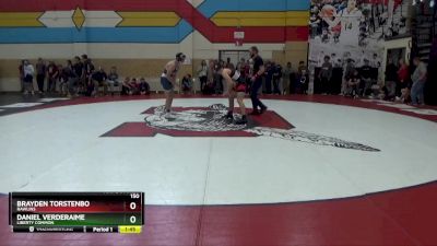 150 lbs Quarterfinal - Daniel Verderaime, Liberty Common vs Brayden Torstenbo, Rawlins