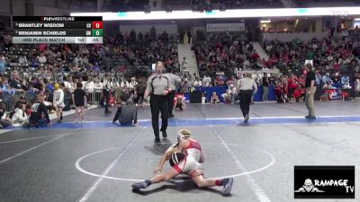 64 lbs 3rd Place Match - Brantley Wisdom, Caney Valley vs Benjamin Schields, Goodland WC