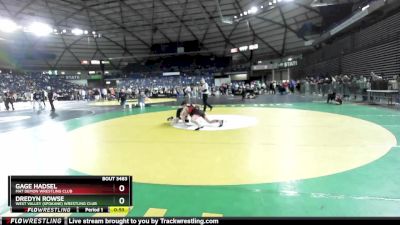 120 lbs Cons. Round 4 - Gage Hadsel, Mat Demon Wrestling Club vs Dredyn Rowse, West Valley (Spokane) Wrestling Club