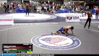 70 lbs Semifinal - Nikolaus Cruz, California vs Abraham Cerda, California
