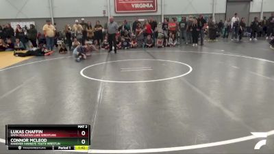 87 lbs Cons. Round 4 - Connor McLeod, Hanover Hawkeye Youth Wrestlin vs Lukas Chaffin, Smith Mountain Lake Wrestling