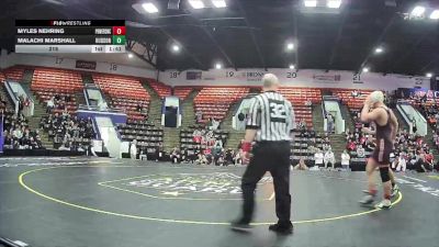 215 lbs Quarterfinals (8 Team) - Malachi Marshall, Hudson vs Myles Nehring, Powers North Central