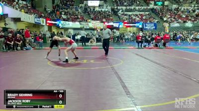 AA - 103 lbs Cons. Round 3 - Jackson Roby, Billings West vs Brady Gehring, Helena