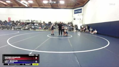 160 lbs Champ. Round 2 - Taydem Khamjoi, Texas Wesleyan vs Lexy Beadles, Menlo College