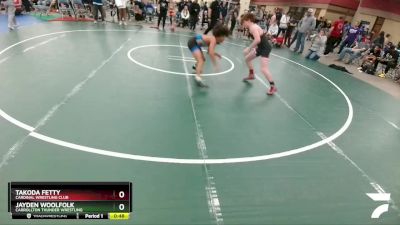 126 lbs Cons. Round 3 - Jayden Woolfolk, Carrollton Thunder Wrestling vs Takoda Fetty, Cardinal Wrestling Club