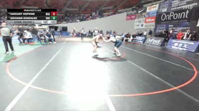 5A Boys 215 lbs Cons. Round 2 - Zakkary Hopkins, West Albany Boys vs Giovanni Gonzales, Crater Boys