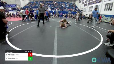 92 lbs Quarterfinal - Ty Whitlock, Harrah Little League Wrestling vs Kip Akerman, Shelton Wrestling Academy