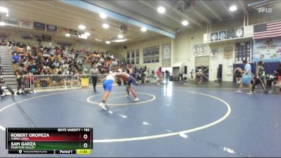 190 lbs Champ. Round 2 - Robert Oropeza, Yorba Linda vs Sam Garza, Fountain Valley