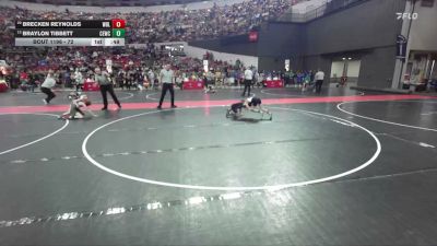 72 lbs Champ. Round 2 - Braylon Tibbett, Chippewa Elite Wrestling Club vs Brecken Reynolds, Prairie Wrestling