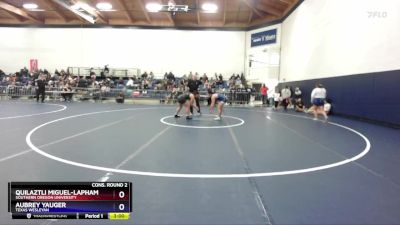 160 lbs Cons. Round 2 - Quilaztli Miguel-Lapham, Southern Oregon University vs Aubrey Yauger, Texas Wesleyan