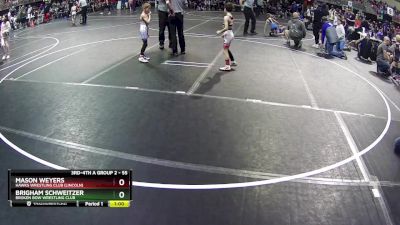 55 lbs Cons. Round 2 - Brigham Schweitzer, Broken Bow Wrestling Club vs Mason Weyers, Hawks Wrestling Club (Lincoln)