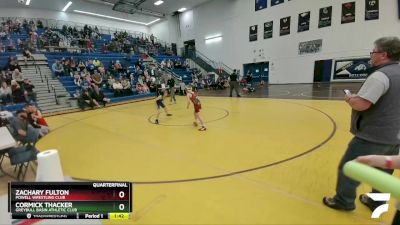 63 lbs Quarterfinal - Zachary Fulton, Powell Wrestling Club vs Cormick Thacker, Greybull Basin Athletic Club