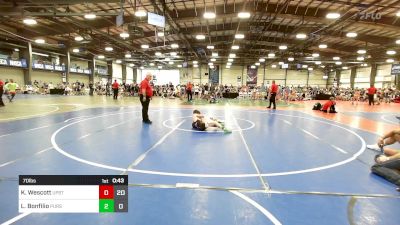 70 lbs Rr Rnd 1 - Kristian Wescott, Upstate Uprising Red vs Logan Bonfilio, Pursuit Wrestling Academy - Green