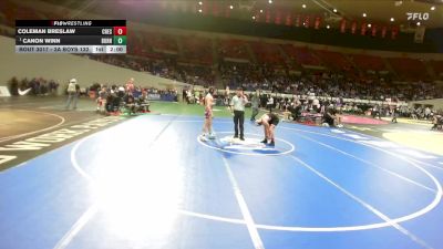 3A Boys 132 lbs Champ. Round 1 - Canon Winn, Burns Boys vs Coleman Breslaw, Creswell Boys