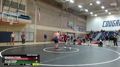 157 lbs Champ. Round 1 - Brandon Stowe, Treasure Valley Community College vs Dylan Mann, Southern Oregon