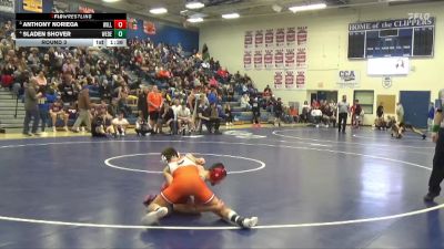 JV-1 lbs Round 3 - Anthony Noriega, Williamsburg vs Sladen Shover, West Delaware, Manchester