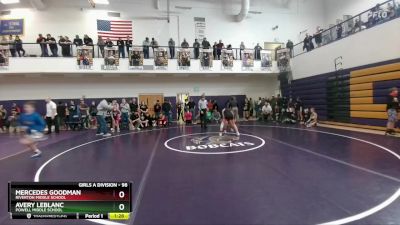 98 lbs Semifinal - Mercedes Goodman, Riverton Middle School vs Avery LeBlanc, Powell Middle School