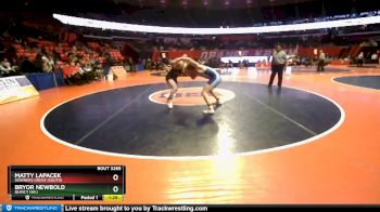 3A 182 lbs Cons. Round 2 - Matty Lapacek, Downers Grove (South) vs Bryor Newbold, Quincy (Sr.)