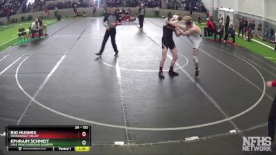 132 lbs Semifinal - Ephraim Schmidt, Lake Mead Christian Academy vs Rio Hughes, Pahranagat Valley