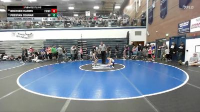 56 lbs Cons. Round 5 - Brayden Harris, Thunder Ridge Outlaws Wrestling Club vs Prestan Cegnar, Husky Wrestling