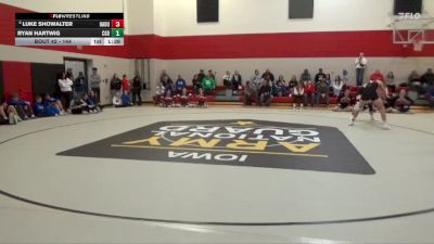 144 lbs Quarterfinal - Ryan Hartwig, Clarion-Goldfield-Dows vs Luke Showalter, Hampton-Dumont-CAL