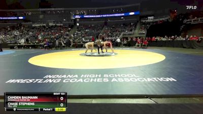 138 lbs Quarterfinal - Chase Stephens, Tell City vs Camden Baumann, Evansville Mater Dei